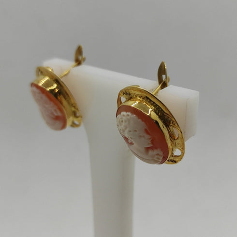 Orecchini oro 18 kt Bottone con cameo 7,00 gr | Gioiellitosti.it