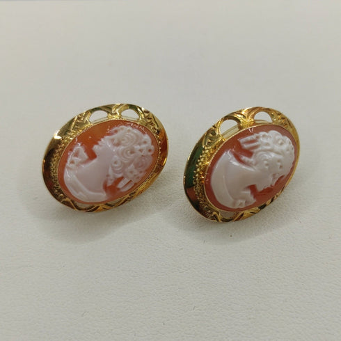 Orecchini oro 18 kt Bottone con cameo 7,00 gr | Gioiellitosti.it