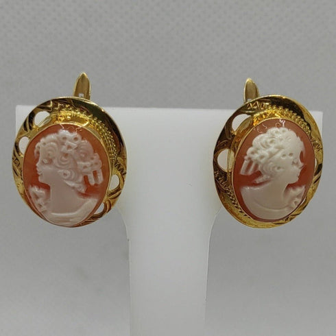 Orecchini oro 18 kt Bottone con cameo 7,00 gr | Gioiellitosti.it