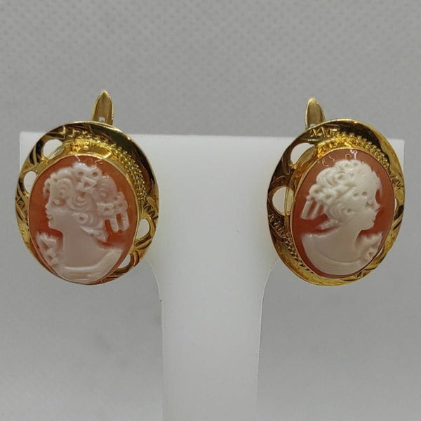 Orecchini oro 18 kt Bottone con cameo 7,00 gr | Gioiellitosti.it
