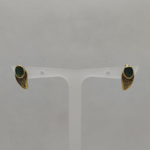 Orecchini oro 18 kt bottone con smeraldi e zirconi | Gioiellitosti.it