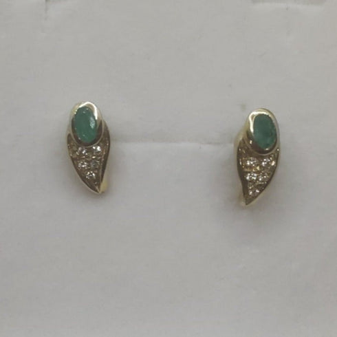 Orecchini oro 18 kt bottone con smeraldi e zirconi | Gioiellitosti.it