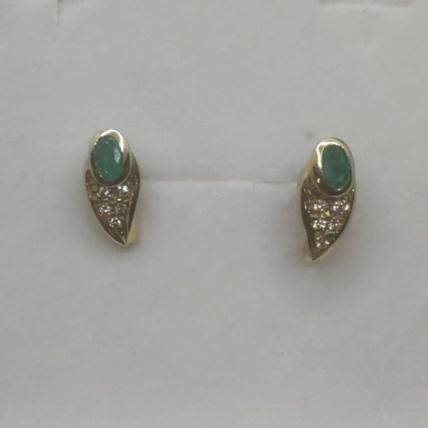 Orecchini oro 18 kt bottone con smeraldi e zirconi | Gioiellitosti.it