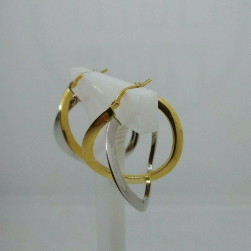Orecchini oro 18 kt Donna doppio cerchio 2 colori 3,50 gr | Gioiellitosti.it