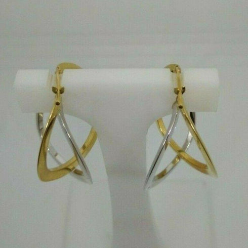 Orecchini oro 18 kt Donna doppio cerchio 2 colori 3,50 gr | Gioiellitosti.it