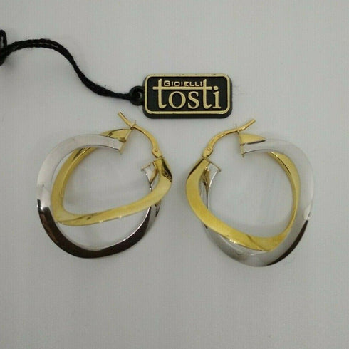 Orecchini oro 18 kt Donna doppio cerchio 2 colori 3,50 gr | Gioiellitosti.it