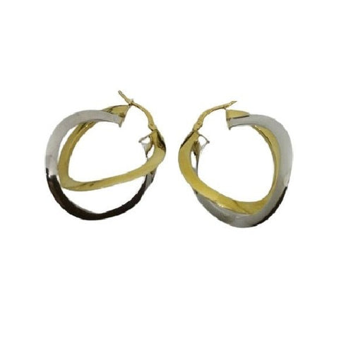 Orecchini oro 18 kt Donna doppio cerchio 2 colori 3,50 gr | Gioiellitosti.it