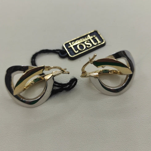 Orecchini oro 18 kt Donna doppio cerchio 2 colori 4,20 gr | Gioiellitosti.it