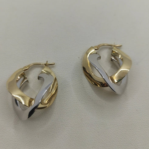Orecchini oro 18 kt Donna doppio cerchio 2 colori 4,20 gr | Gioiellitosti.it