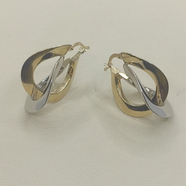 Orecchini oro 18 kt Donna doppio cerchio 2 colori 4,20 gr | Gioiellitosti.it