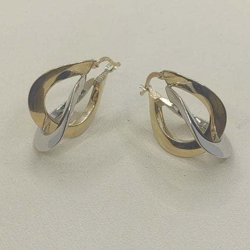 Orecchini oro 18 kt Donna doppio cerchio 2 colori 4,20 gr | Gioiellitosti.it