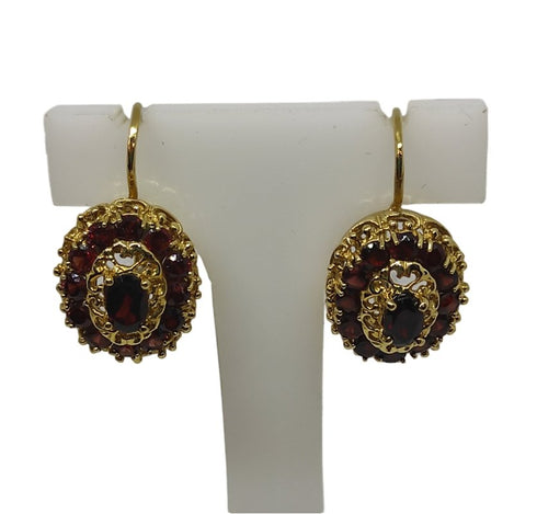 Orecchini oro 18 kt Donna Pendenti filigranati con granato rosso scuro | Gioiellitosti.it