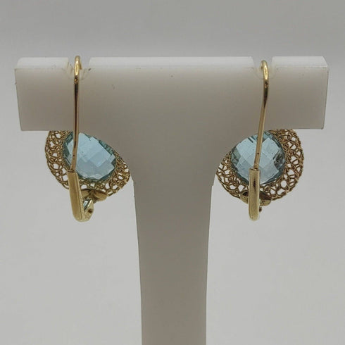 Orecchini oro 18 kt Donna Pendenti filigranati con topazio azzurro | Gioiellitosti.it