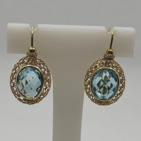 Orecchini oro 18 kt Donna Pendenti filigranati con topazio azzurro | Gioiellitosti.it