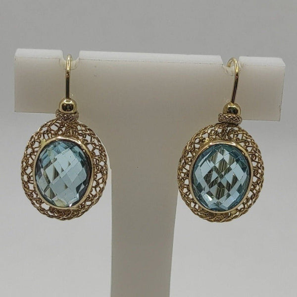 Orecchini oro 18 kt Donna Pendenti filigranati con topazio azzurro | Gioiellitosti.it