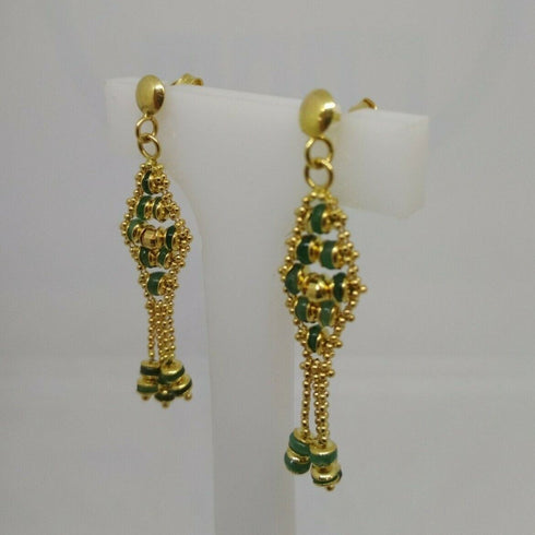 Orecchini oro 18 kt Donna pendenti rombo pietra verde 5,00 gr | Gioiellitosti.it