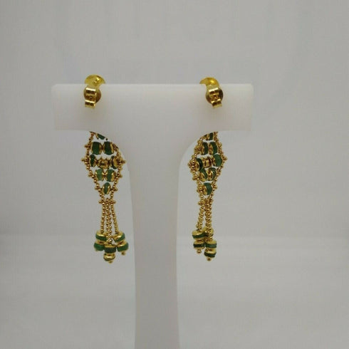 Orecchini oro 18 kt Donna pendenti rombo pietra verde 5,00 gr | Gioiellitosti.it