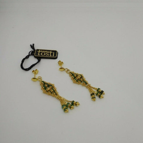 Orecchini oro 18 kt Donna pendenti rombo pietra verde 5,00 gr | Gioiellitosti.it