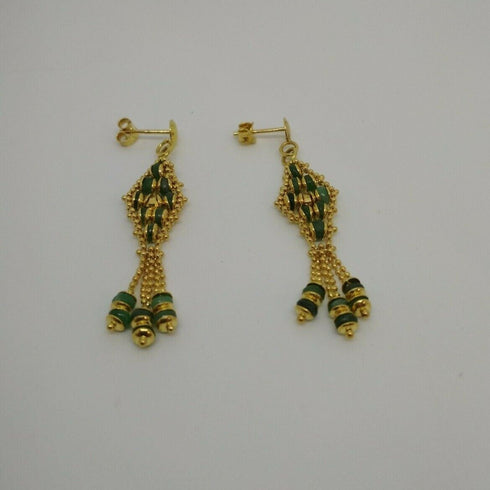 Orecchini oro 18 kt Donna pendenti rombo pietra verde 5,00 gr | Gioiellitosti.it