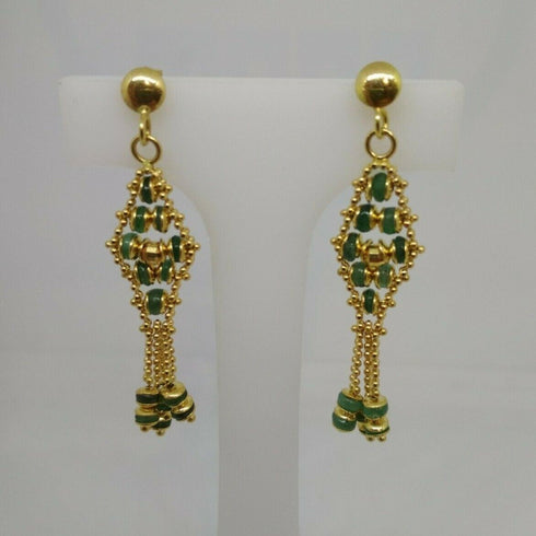 Orecchini oro 18 kt Donna pendenti rombo pietra verde 5,00 gr | Gioiellitosti.it