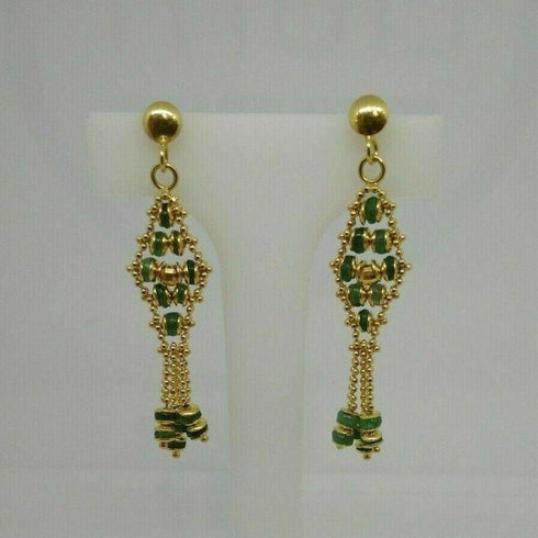 Orecchini oro 18 kt Donna pendenti rombo pietra verde 5,00 gr | Gioiellitosti.it