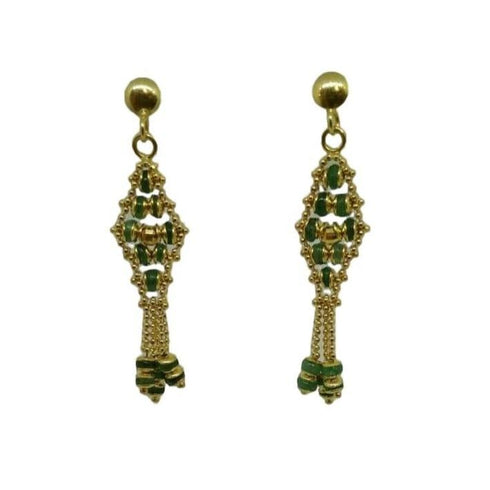 Orecchini oro 18 kt Donna pendenti rombo pietra verde 5,00 gr | Gioiellitosti.it