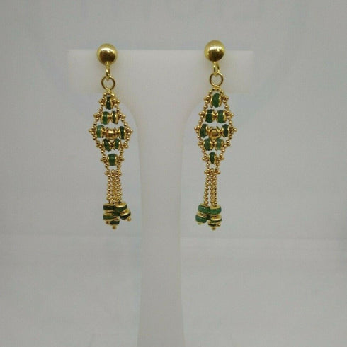 Orecchini oro 18 kt Donna pendenti rombo pietra verde 5,00 gr | Gioiellitosti.it