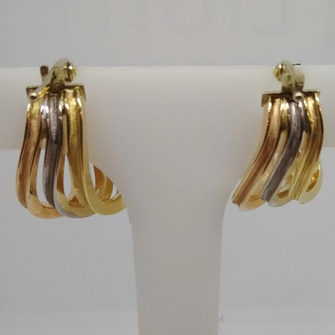 Orecchini oro 18 kt Donna tre cerchi modello semipendente 4,00 gr | Gioiellitosti.it