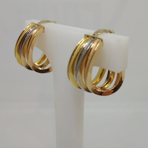 Orecchini oro 18 kt Donna tre cerchi modello semipendente 4,00 gr | Gioiellitosti.it