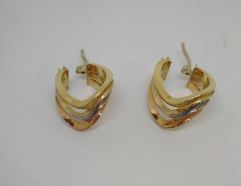 Orecchini oro 18 kt Donna tre cerchi modello semipendente 4,00 gr | Gioiellitosti.it