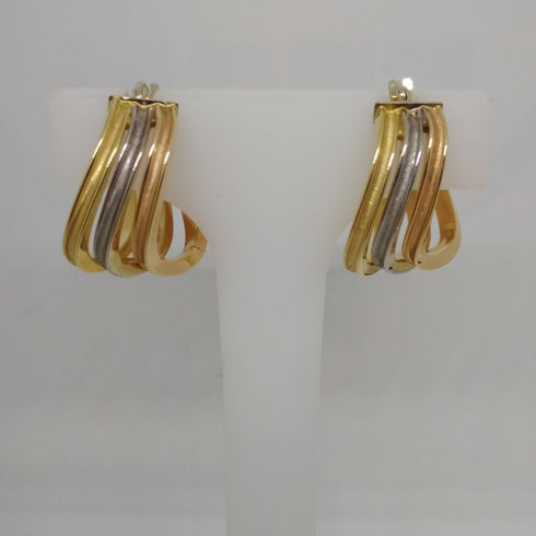 Orecchini oro 18 kt Donna tre cerchi modello semipendente 4,00 gr | Gioiellitosti.it