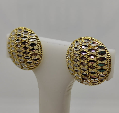 Orecchini oro 18 kt Giallo e Bianco Bottone traforato 3,20 gr | Gioiellitosti.it