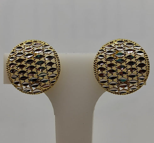 Orecchini oro 18 kt Giallo e Bianco Bottone traforato 3,20 gr | Gioiellitosti.it