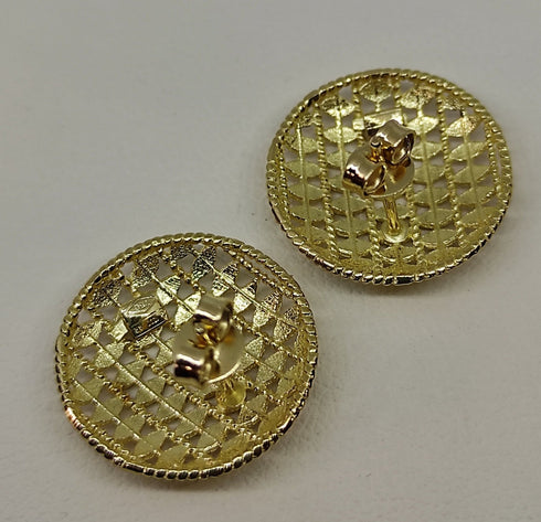 Orecchini oro 18 kt Giallo e Bianco Bottone traforato 3,20 gr | Gioiellitosti.it
