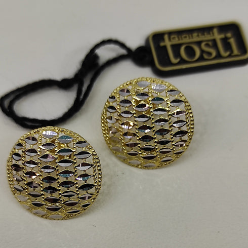 Orecchini oro 18 kt Giallo e Bianco Bottone traforato 3,20 gr | Gioiellitosti.it
