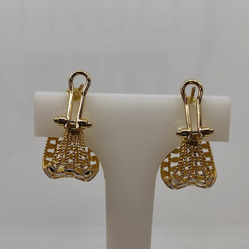 Orecchini oro 18 kt Giallo e Bianco Semicerchio traforato 6,20 gr | Gioiellitosti.it