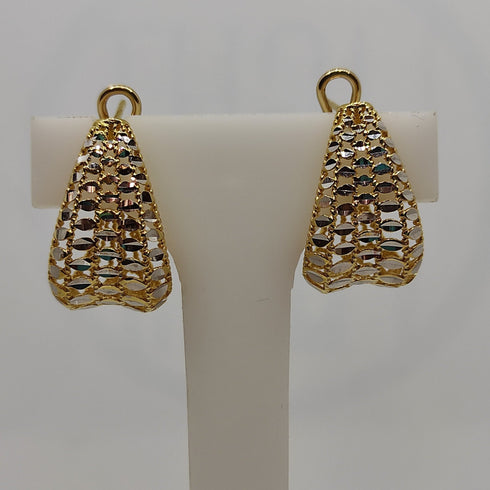Orecchini oro 18 kt Giallo e Bianco Semicerchio traforato 6,20 gr | Gioiellitosti.it