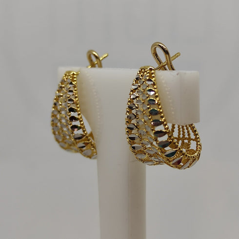Orecchini oro 18 kt Giallo e Bianco Semicerchio traforato 6,20 gr | Gioiellitosti.it