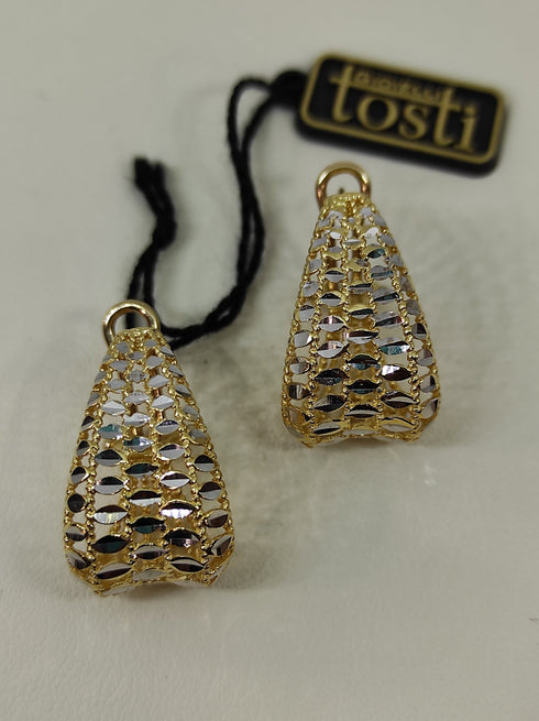 Orecchini oro 18 kt Giallo e Bianco Semicerchio traforato 6,20 gr | Gioiellitosti.it