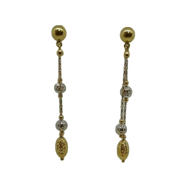 Orecchini oro 18 kt pendenti 2 con pietre verdi colori 4,20 gr | Gioiellitosti.it