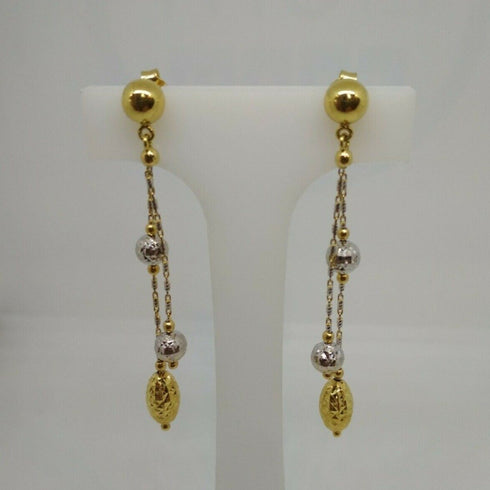 Orecchini oro 18 kt pendenti 2 con pietre verdi colori 4,20 gr | Gioiellitosti.it