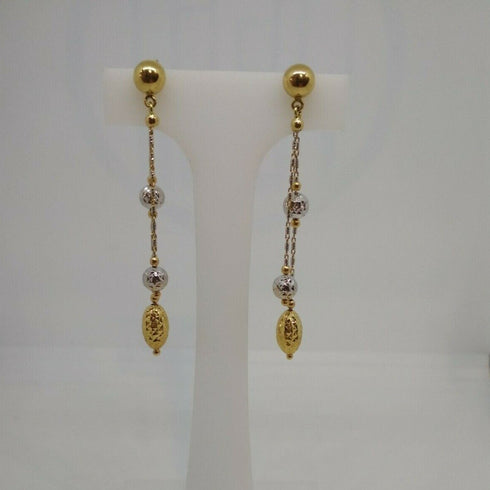 Orecchini oro 18 kt pendenti 2 con pietre verdi colori 4,20 gr | Gioiellitosti.it