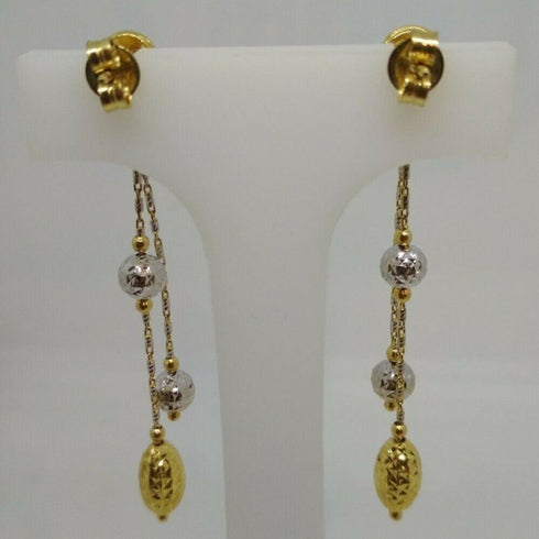 Orecchini oro 18 kt pendenti 2 con pietre verdi colori 4,20 gr | Gioiellitosti.it