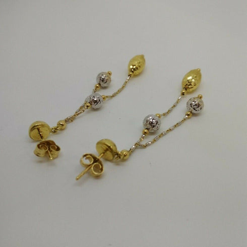 Orecchini oro 18 kt pendenti 2 con pietre verdi colori 4,20 gr | Gioiellitosti.it