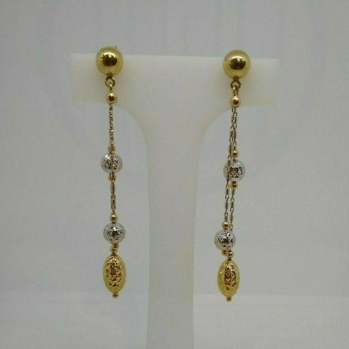 Orecchini oro 18 kt pendenti 2 con pietre verdi colori 4,20 gr | Gioiellitosti.it