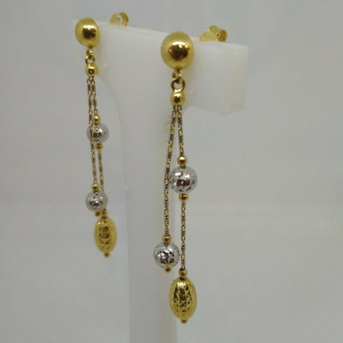 Orecchini oro 18 kt pendenti 2 con pietre verdi colori 4,20 gr | Gioiellitosti.it