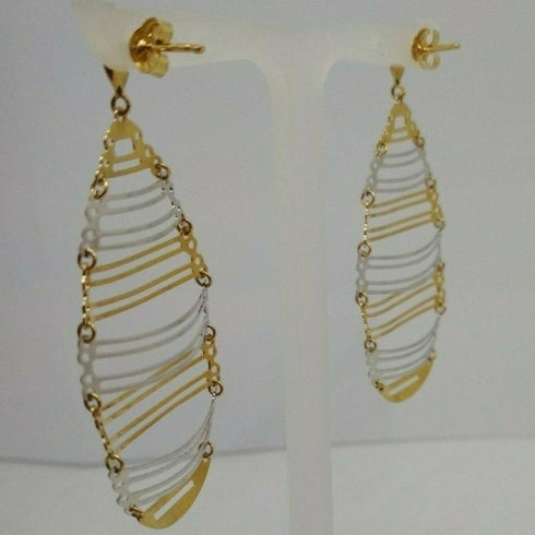 Orecchini oro 18 kt pendenti a goccia 2 colori 5,50 gr | Gioiellitosti.it