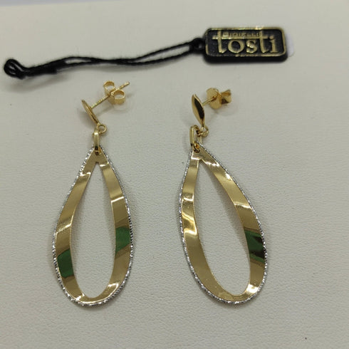 Orecchini oro 18k pendenti 2 colori 4 gr | Gioiellitosti.it