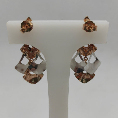 Orecchini oro 18k pendenti ventaglio 2 colori 3,90 gr | Gioiellitosti.it