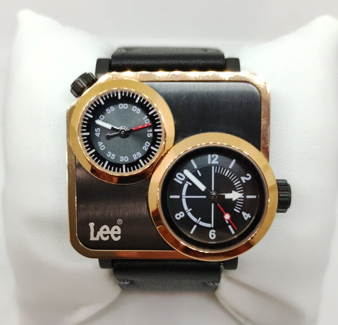 orologio doppio orario acciaio rose pelle nero Lee LEF-M116DRL1-17 | Gioiellitosti.it